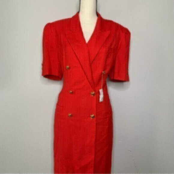 NWOT Spiegel 80s Vintage Red Blazer Tuxedo Dress - Picture 5 of 14